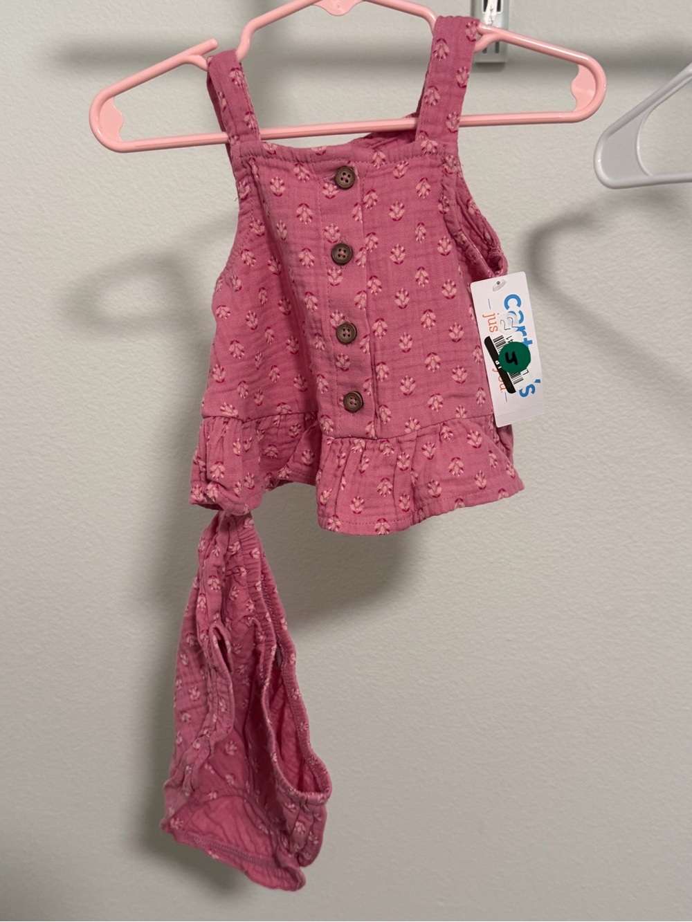 Carter's Rose Pink Floral Button-Front Tank and Matching Underwear Set